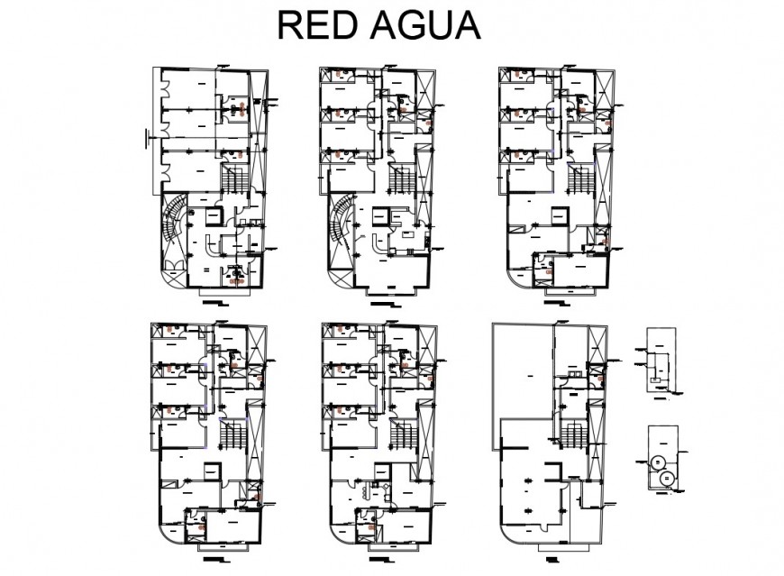 Housing apartment building all floors plan cad drawing details dwg file