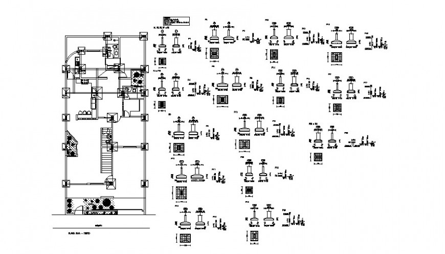 Housing foundation plan and section layout file