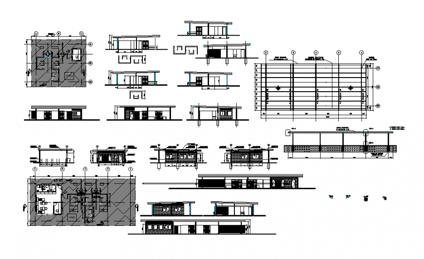 Industrial plant elevation, section, plan and pedestrian access cad drawing details dwg file