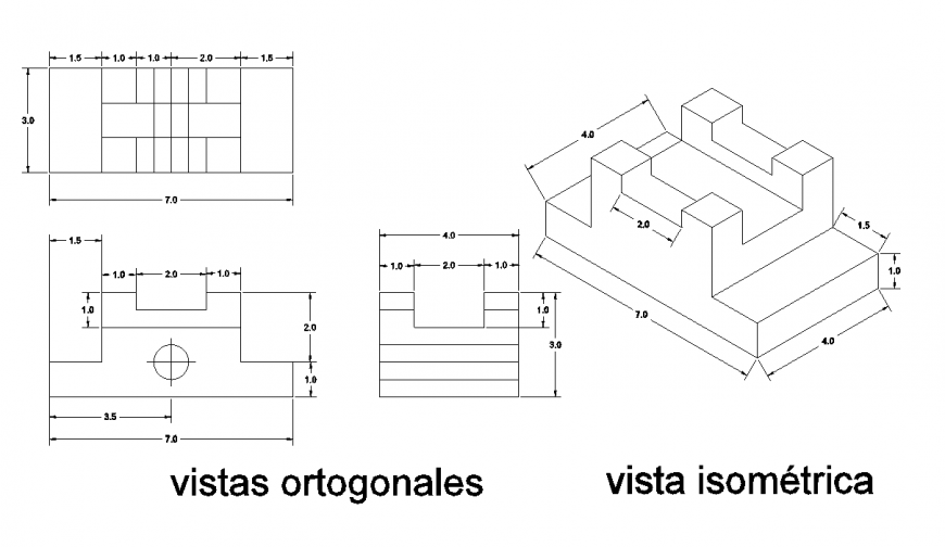 Isometric view of block in dwg file.