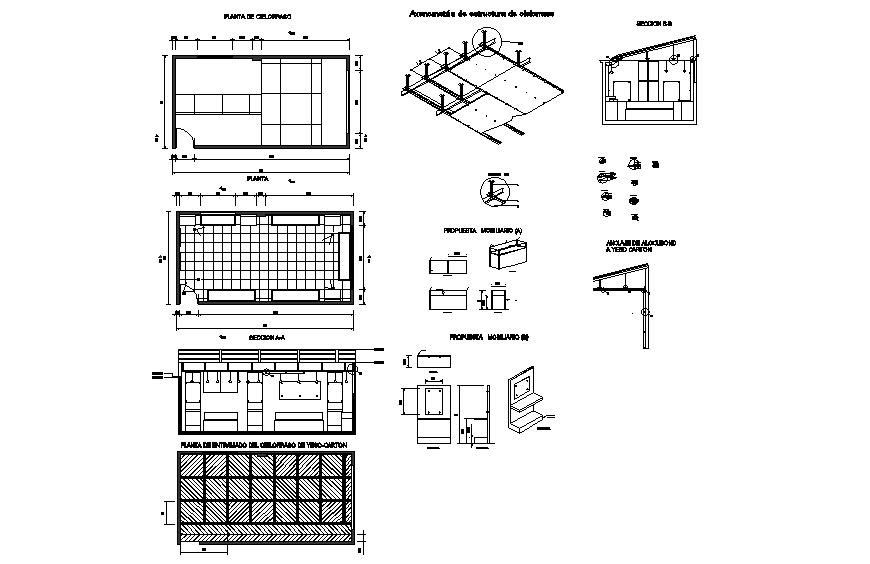 Jewellery shop working drawing in dwg file.