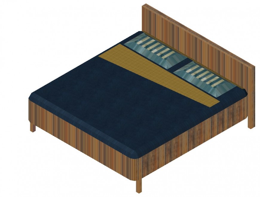King size bed 3d drawing in dwg file.