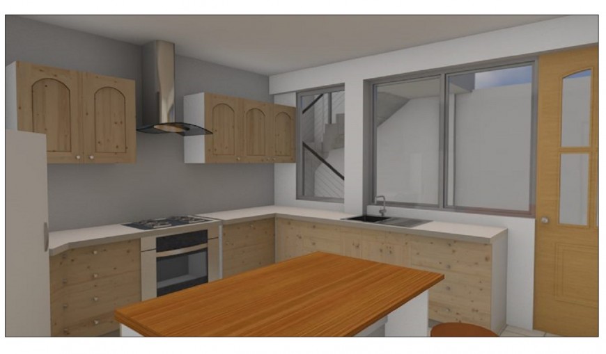 Kitchen 3d design and furniture design cad drawing details dwg file