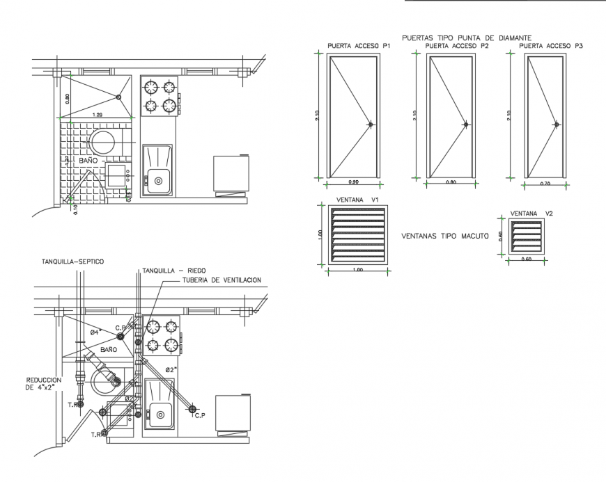 Kitchen and sanitary area detail 2d view layout plan in dwg format