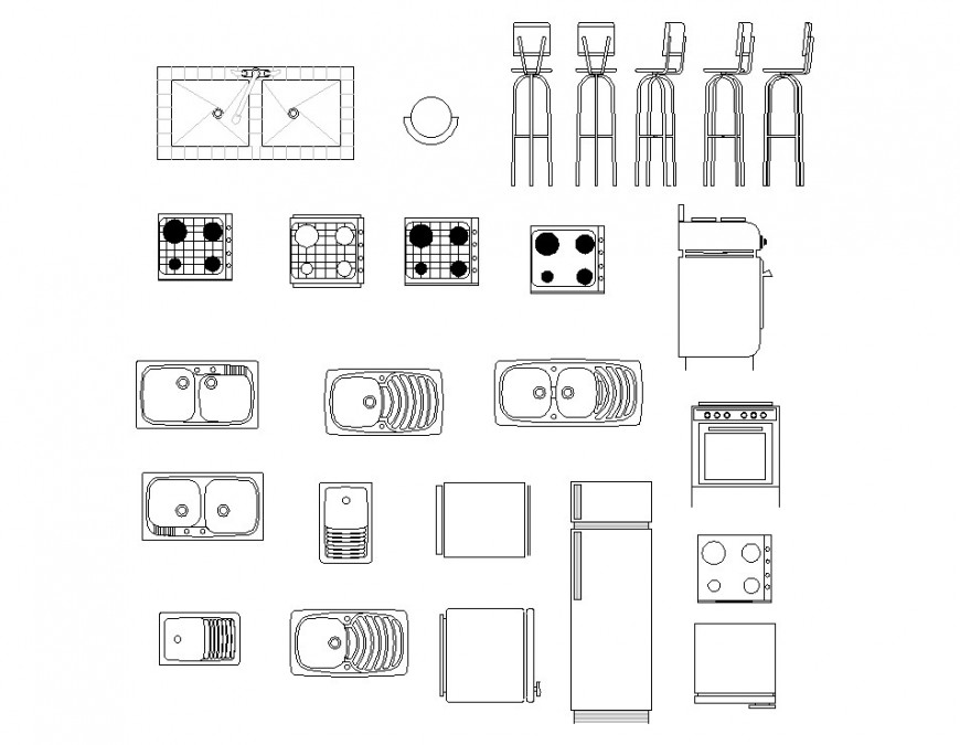 Kitchen equipment plan detail dwg file