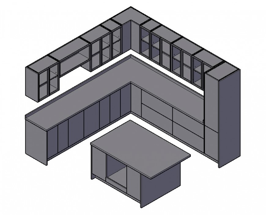 Kitchen furniture blocks 3d model layout file in dwg format