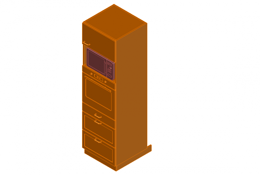 Kitchen furniture unit of micro wave and otg 3d design dwg file