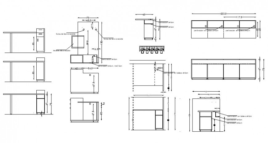 Kitchen furniture units detail elevation 2d view autocad file