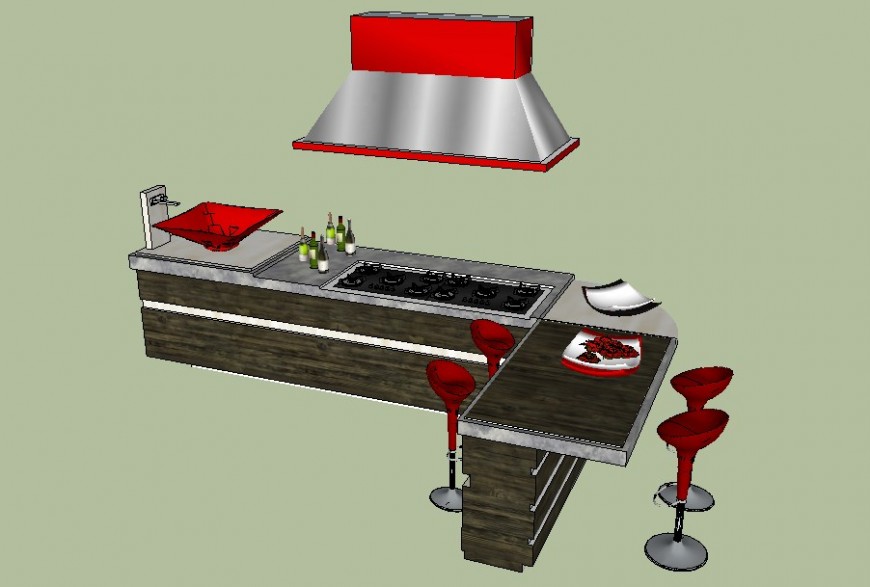 Kitchen platform detail 3d model in Sketch Up file.