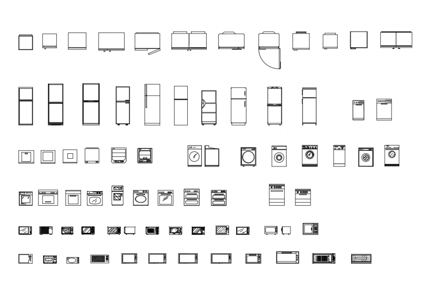Kitchen sinks and refrigerators net cad blocks details dwg file