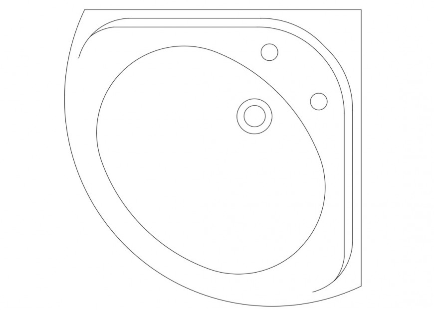 Kitchen small sink top view elevation cad block details dwg file