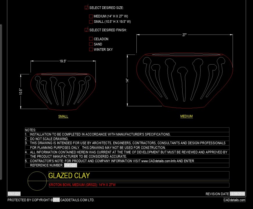 Kroton bowl medium drawing in dwg file.