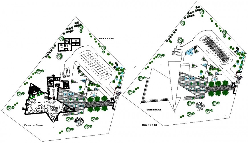 Layout plan of restaurant building block autocad file