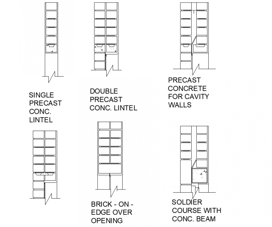 Lintel detail drawing in dwg file.