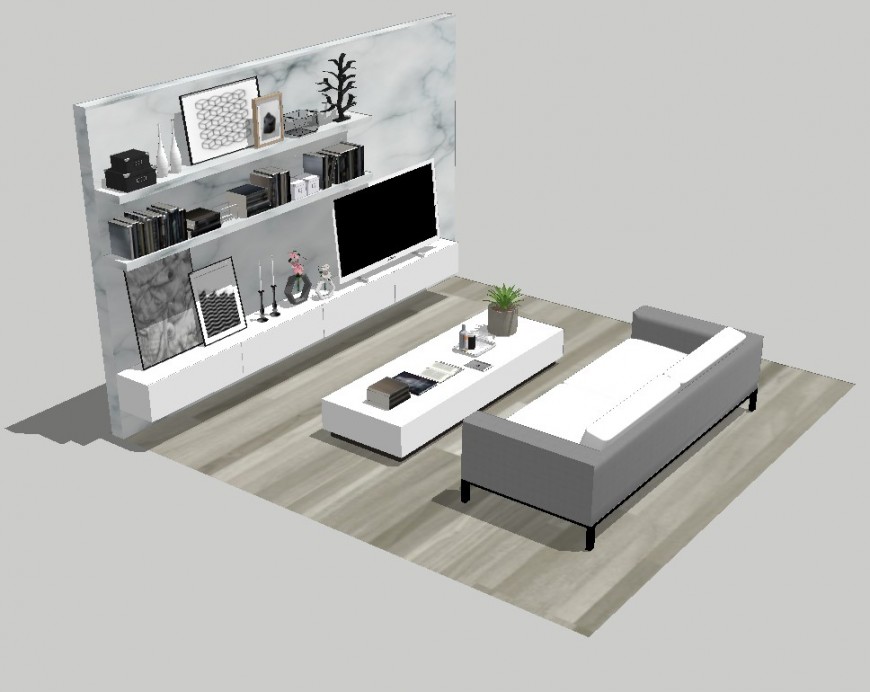 Living room 3d model detail layout sketch-up file