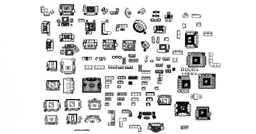 Living room furniture block drawing in dwg AutoCAD file.
