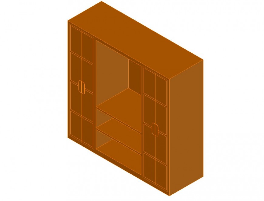 Living room shelf  3D Generic TV and Shelving with glass door dwg file
