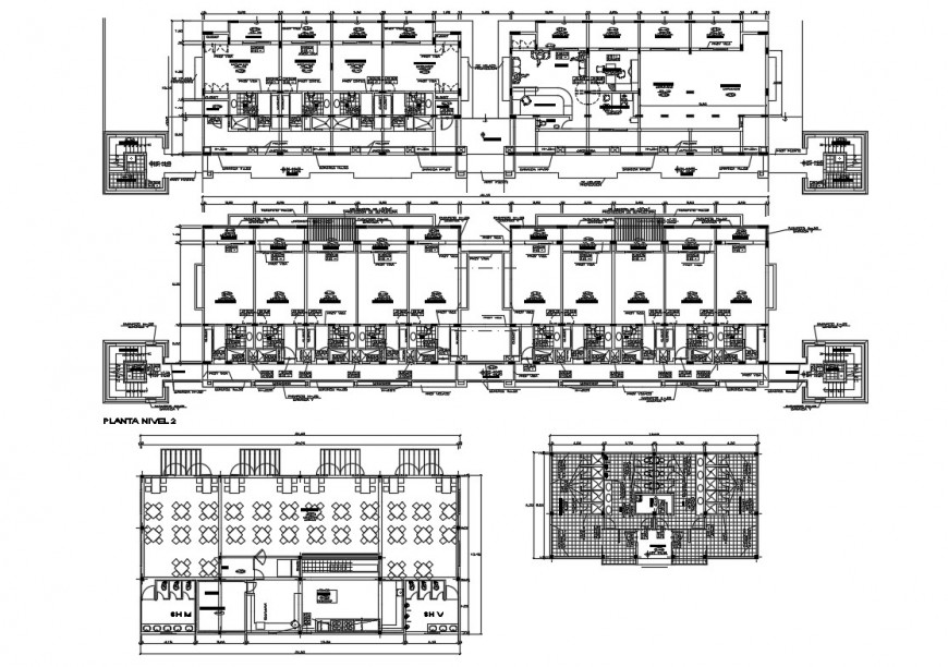 Luxuries hotel building first and second floor with restaurant plan cad drawing details dwg file