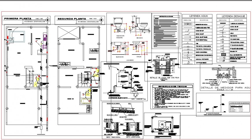 Main hole plan and section & plumbing sanitary detail dwg file