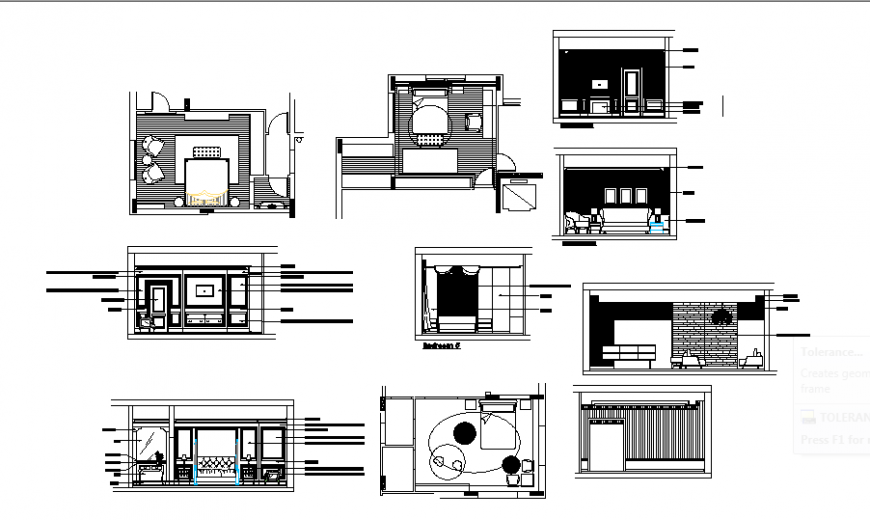 Master bedroom interior drawing in dwg file.