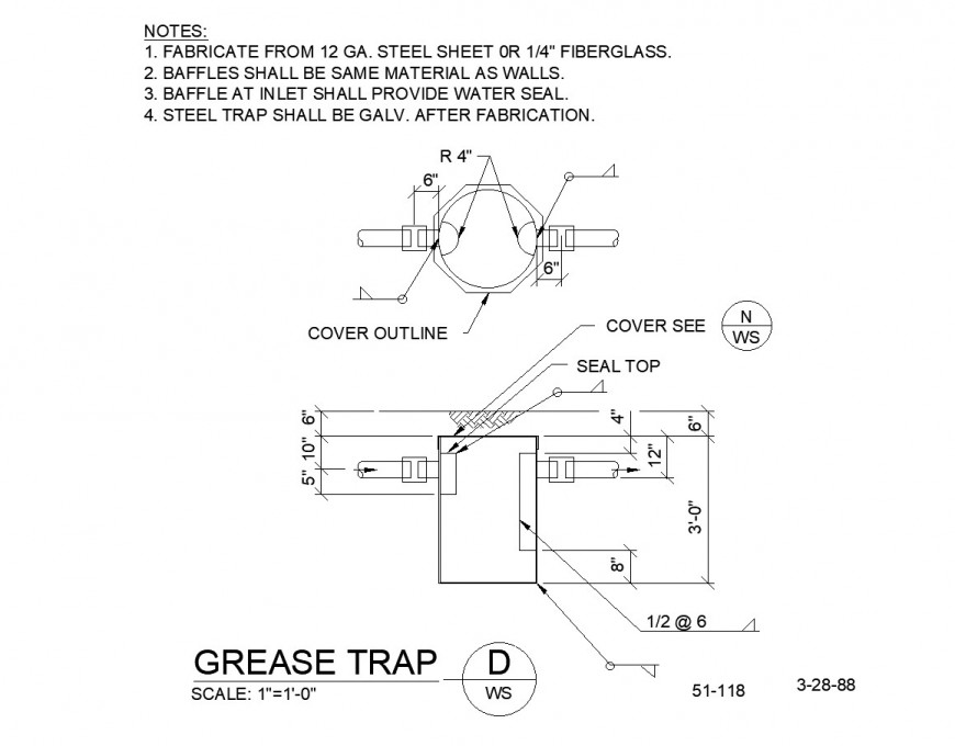 Mechanical Grease Trap plan dwg file