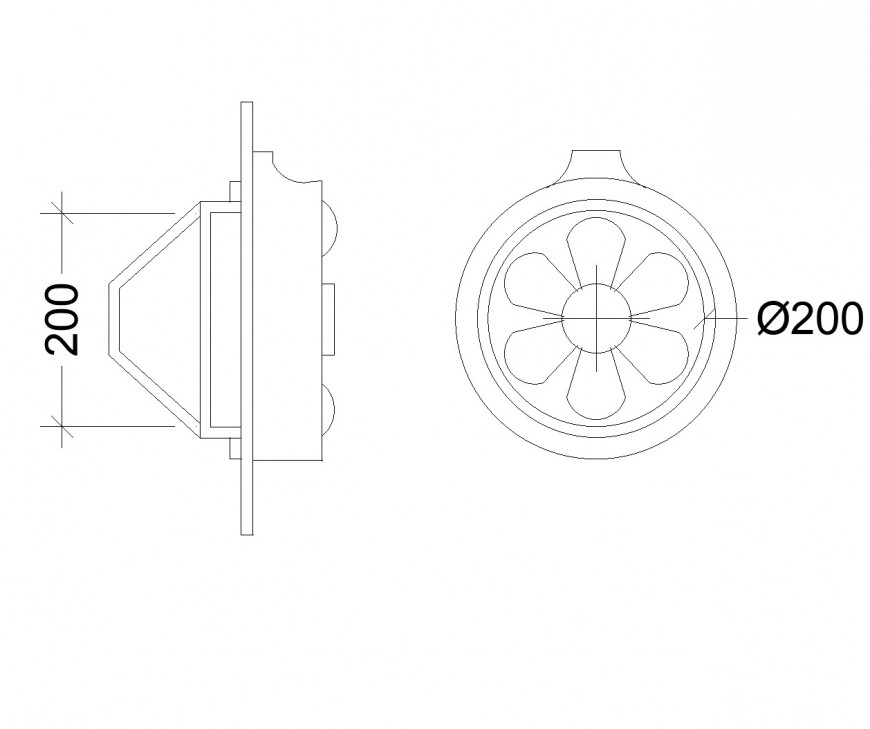 Mechanical Window Exhaust Fan autocad file