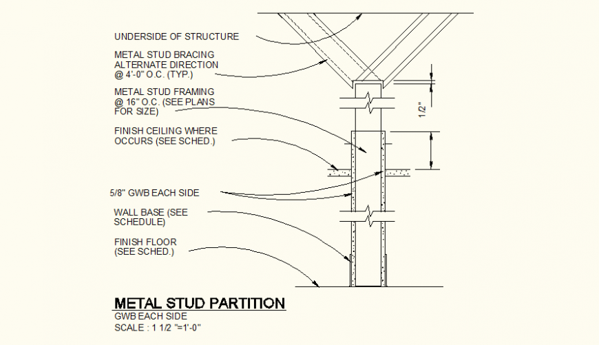 Metal Stud Partition Detail plan layout file