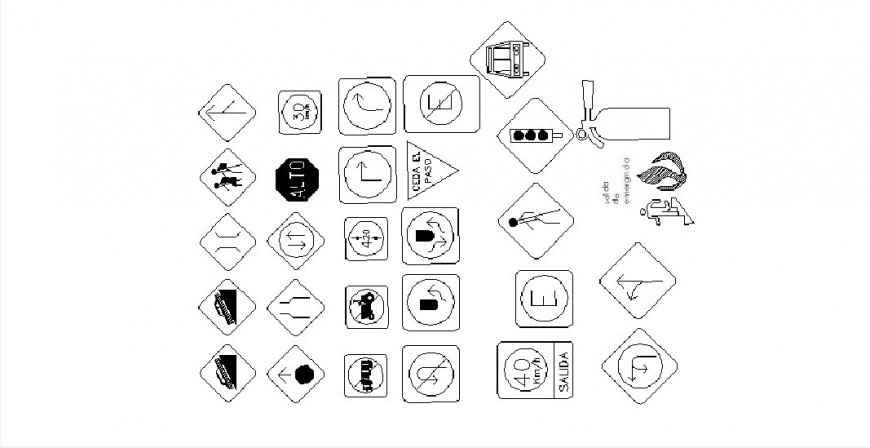 Miscellaneous symbols and sign blocks cad drawing details dwg file