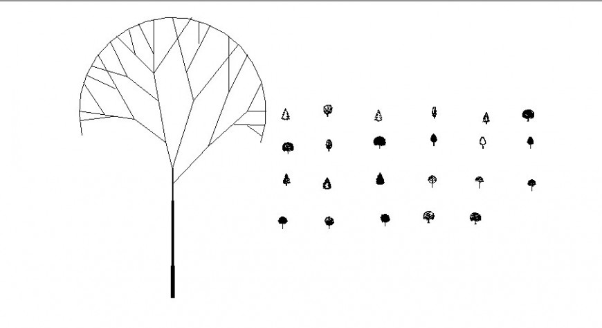 Miscellaneous tree and small plants blocks cad drawing details dwg file