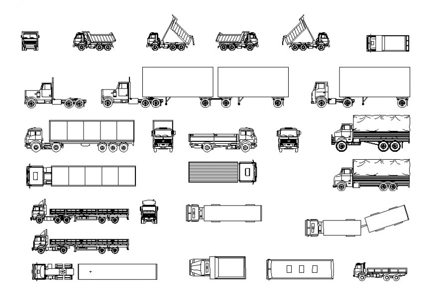 Miscellaneous truck set blocks cad drawing details dwg file