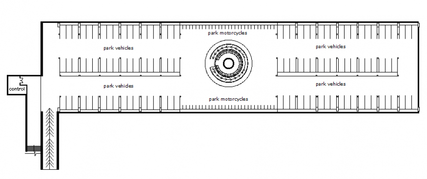 Motorcycle and car parking planning detail dwg file