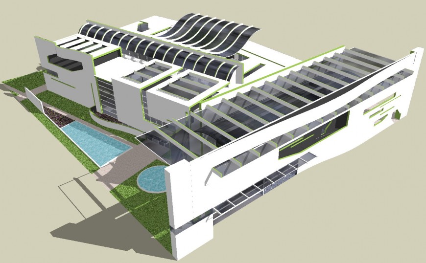 Multi-story corporate 3d building cad drawing details skp file