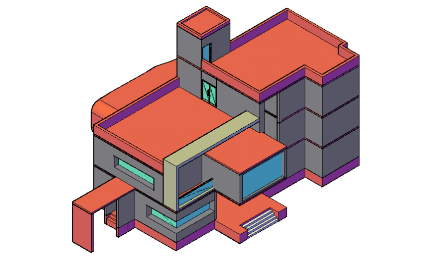 Multi-story hotel building top view 3d drawing details dwg file