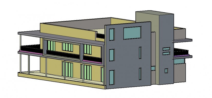 Multi-story school building 3d model cad drawing details dwg file