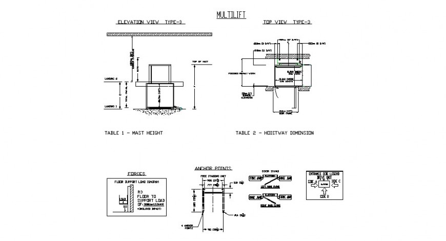 Multi lift internal detail drawing in dwg AutoCAD file.