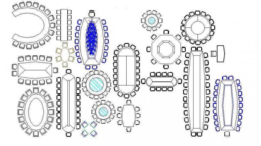Multiple creative dining table blocks cad drawing details dwg file