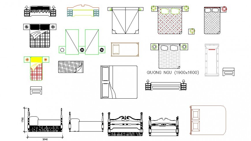 Multiple double bed and hotel furniture blocks dwg file