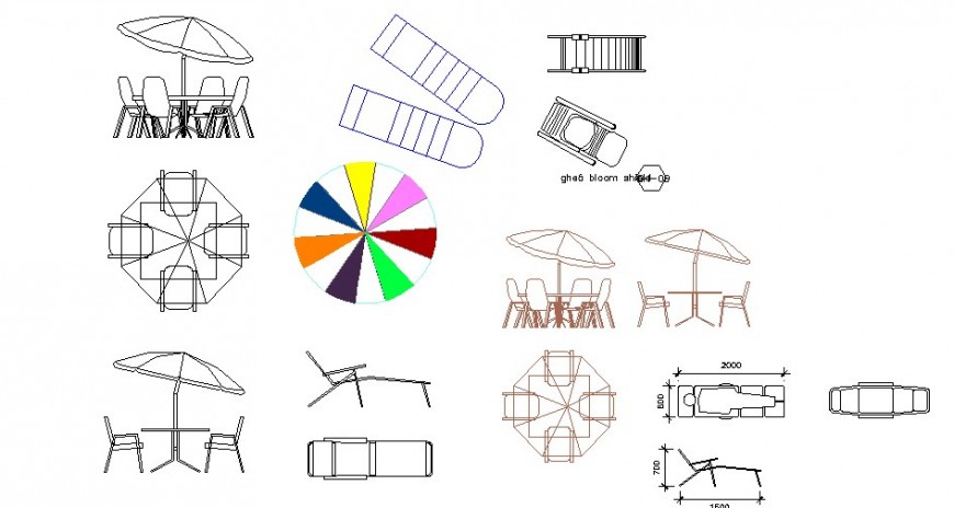 Multiple hotel outdoor furniture blocks cad drawing details dwg file