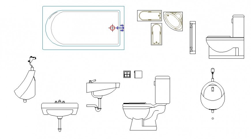 Multiple hygiene services blocks cad drawing details dwg file