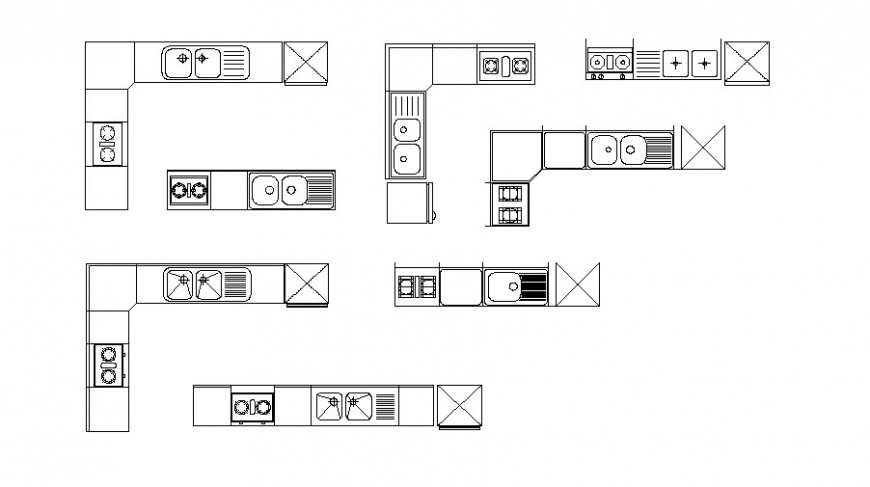 Multiple kitchen desk and furniture blocks cad drawing details dwg file