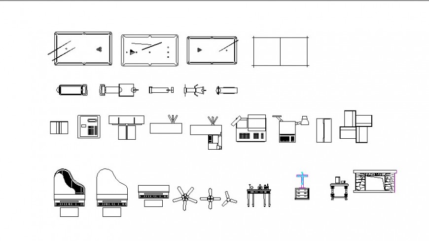Multiple pool tables, household and furniture blocks cad drawing details dwg file