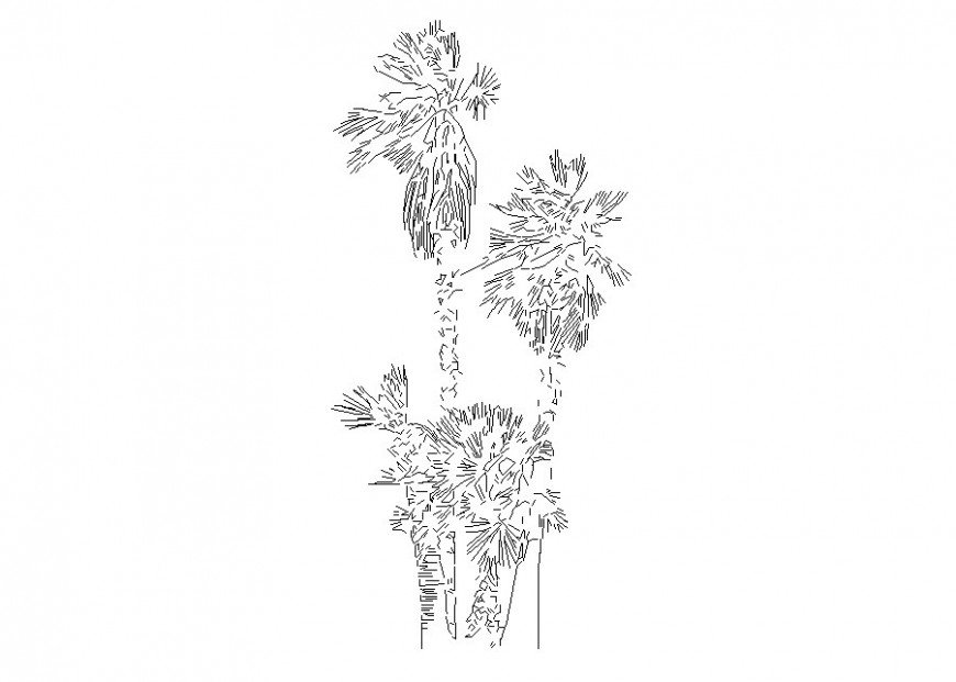 Multiple tree plant elevation block cad drawing details dwg file