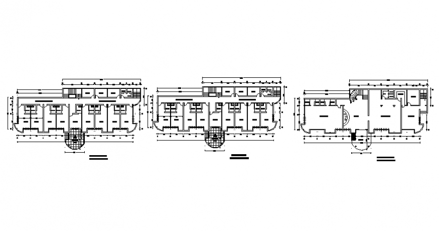 Munar gate restaurant ground, first and second floor plan details dwg file