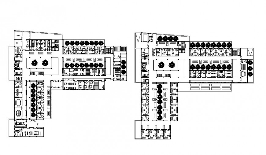 Nine and tenth floor distribution layout plan details of multi-flooring hospital dwg file