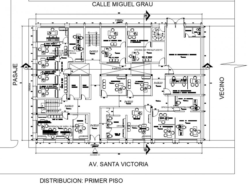 Office Building plan design detail in dwg file.
