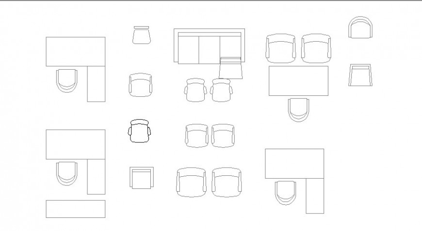 Office chairs and table blocks cad drawing details dwg file