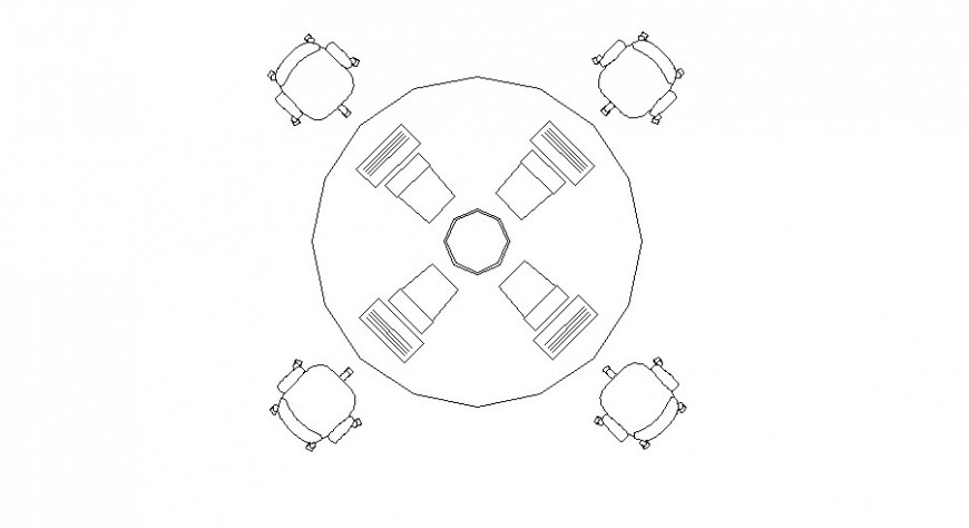 Office desk round shape top view cad block details dwg file