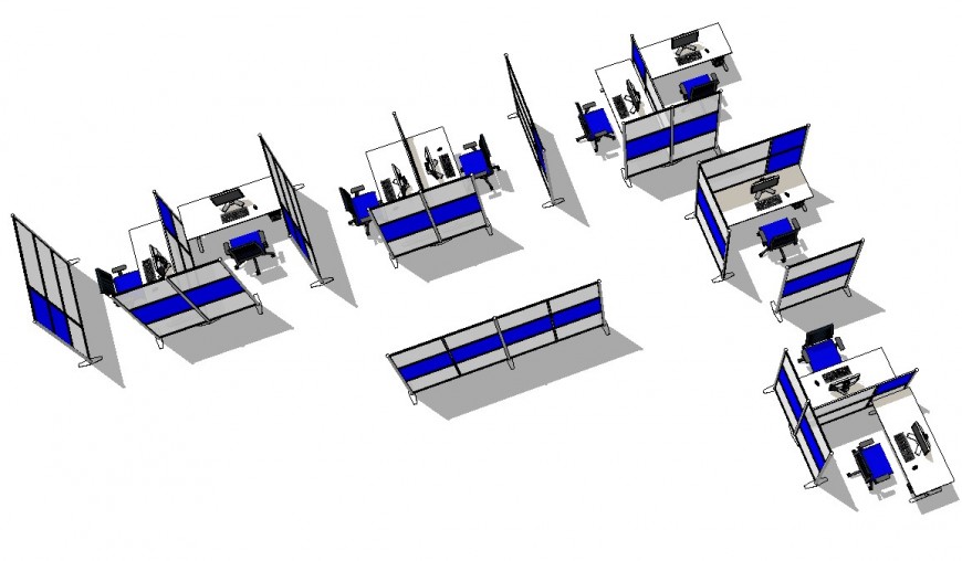 Office furniture blocks detail 3d model layout sketch-up file