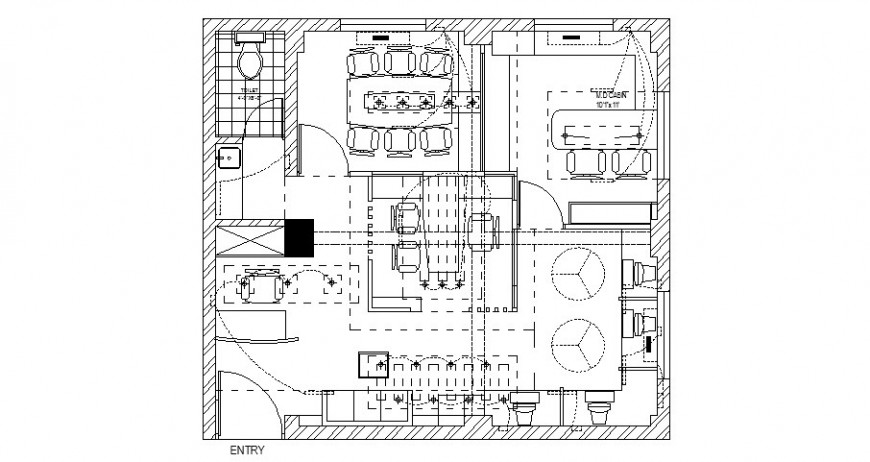 Office ground floor layout plan with furniture layout cad drawing details dwg file