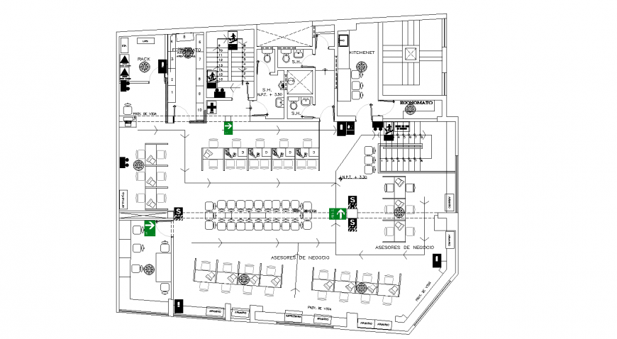 Office second floor furniture layout drawing in dwg AutoCAD file.